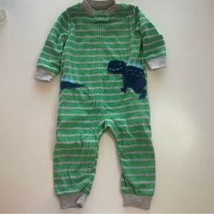 Carter's Green and Gray Striped Dinosaur Bodysuit